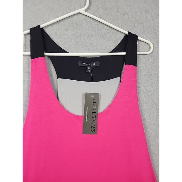Hail3y:23 Pink Gray Scoop Neck Layered Tank Top Women's XL Stretch USA Made - Picture 3 of 12
